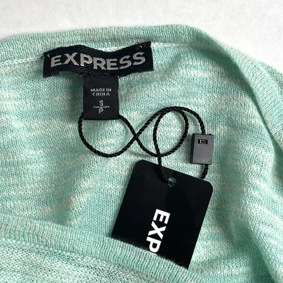 Express Burnout Side Ruched Mint Green Tunic Top 3/4 Sleeve Oversized Summer NWT - Picture 3 of 10